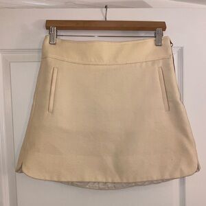 JCREW Mini Skirt In Double-serge Wool in Cream Size 8